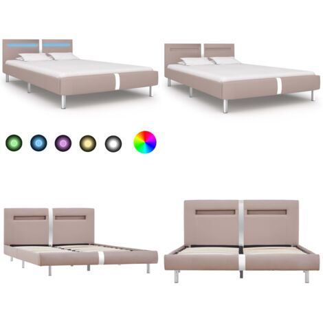 Giroletto con LED senza Materasso Cappuccino 120x200 cm - Letto con striscia luminosa - Letto con telecomando