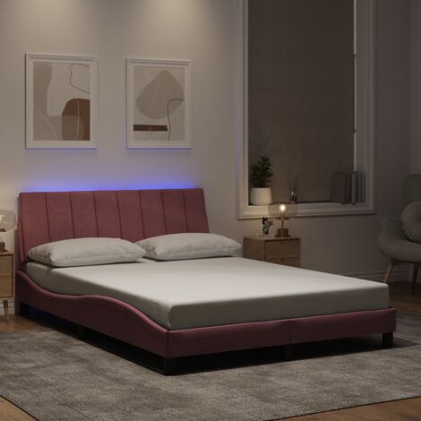 Giroletto con LED senza Materasso Hanko Rosa 140x190 cm in Velluto vidaXL