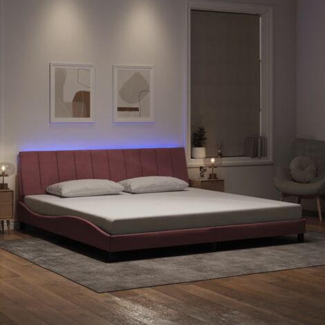 Giroletto con LED senza Materasso Hanko Rosa 200x200 cm in Velluto vidaXL