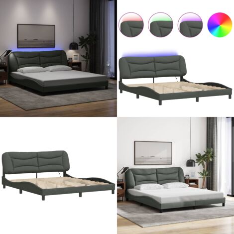 Giroletto con LED senza Materasso Hvar 180x200 cm Tessuto - Cuscino testiera - Letto con luci LED