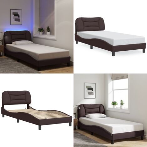 Giroletto con LED senza Materasso Hvar 80x200 cm Tessuto - Cuscino testiera con luci LED - Letto con luci a LED