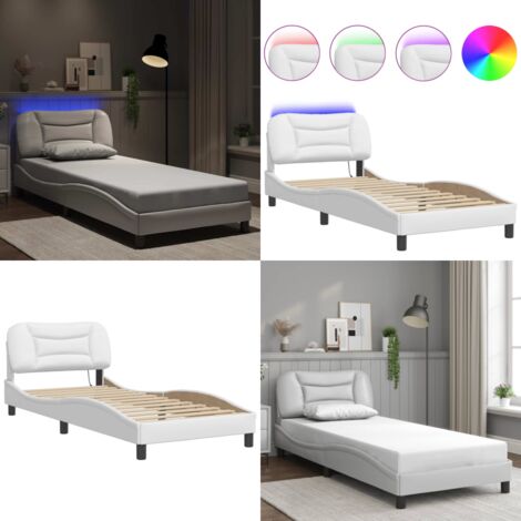 Giroletto con LED senza Materasso Hvar Bianco 80x200 cm - Materasso per letto - Cuscino testiera