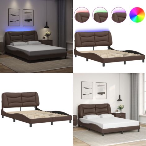 Giroletto con LED senza Materasso Hvar Marrone 120x200 cm - Materasso per letto - Letto con luci LED