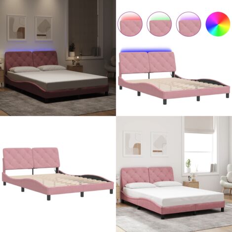 Giroletto con LED senza Materasso Rosa 120x200 cm in Velluto - Materasso - Cuscino testiera