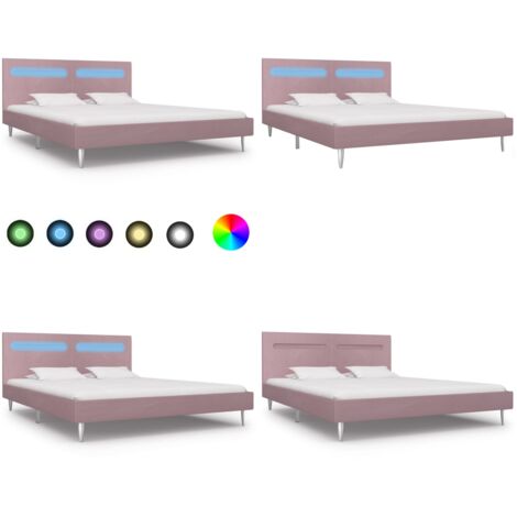 Giroletto con LED senza Materasso Rosa 180x200 cm in Tessuto - Letto con striscia luminosa - Letto rosa