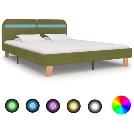 Giroletto con LED senza Materasso Verde 160x200 cm Tessuto vidaXL