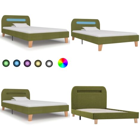 Giroletto con LED senza Materasso Verde 90x200 cm - Letto con striscia luminosa - Letto verde