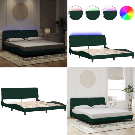 Giroletto con LED senza Materasso Verde Scuro 180x200 cm in Velluto - Materasso - Cuscino testiera