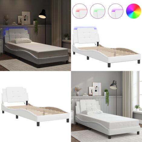 Giroletto con LED senza Materasso Zadar Bianco 100x200 cm - Materasso per letto - Letto con testiera