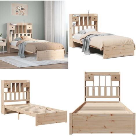 Giroletto con Libreria senza Materasso 75x190 cm in Legno Pino - Letto con libreria - Letto con testiera