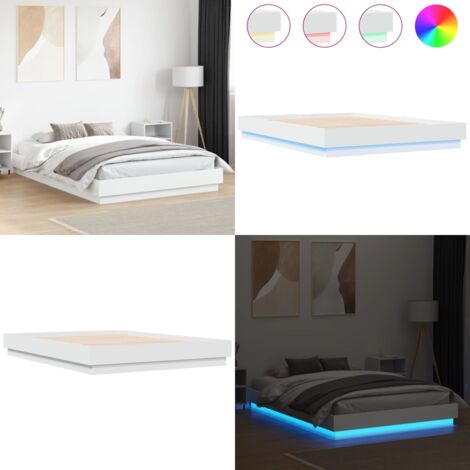Giroletto con Luci LED Bianco 150x200 cm - Letto con luci RGB - Letto con luci LED bianche