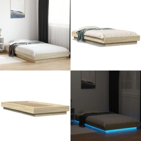 Giroletto con Luci LED Rovere Sonoma 90x200cm Legno Multistrato - Letto con luci RGB - Letto in legno multistrato