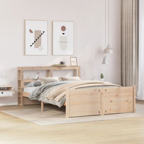 Giroletto con Testiera 140x190 cm in Legno Massello di Pino vidaXL
