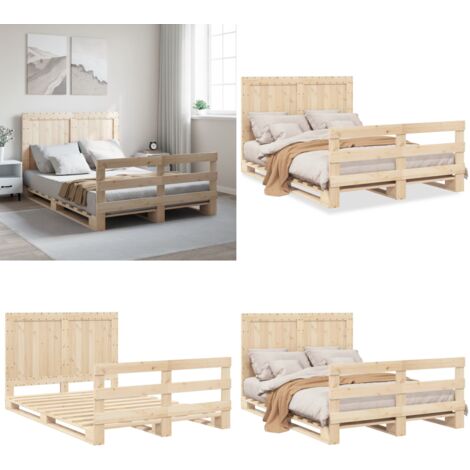 Giroletto con Testiera 140x200 cm in Legno Massello di Pino - Letto con testiera - Letto con pediera