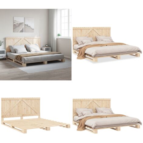 Giroletto con Testiera 200x200 cm in Legno Massello di Pino - Letto con testiera - Letto in pino