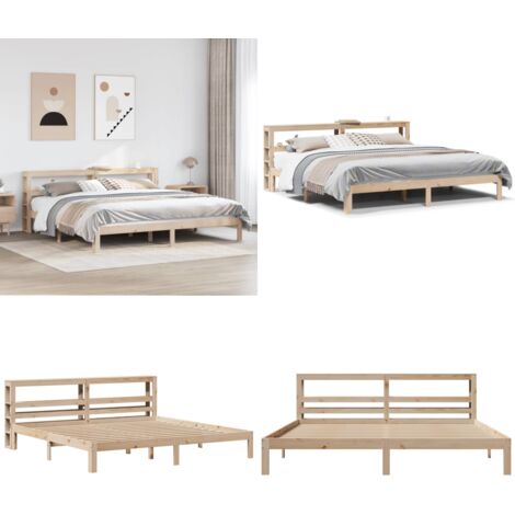 Giroletto con Testiera 200x200 cm in Legno Massello di Pino - Testiera letto - Letto con testiera autoportante