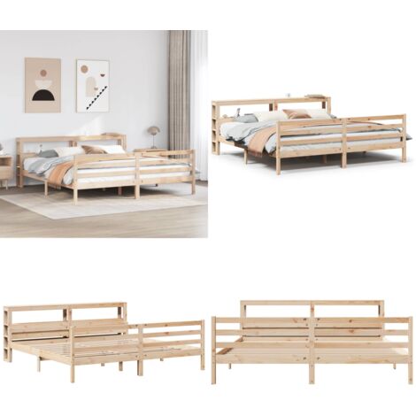 Giroletto con Testiera 200x200 cm in Legno Massello di Pino - Testiera per letto - Letto in legno massello