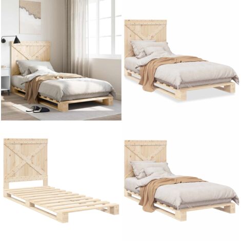 Giroletto con Testiera 90x200 cm in Legno Massello di Pino - Letto con testata in legno - Letto in pino