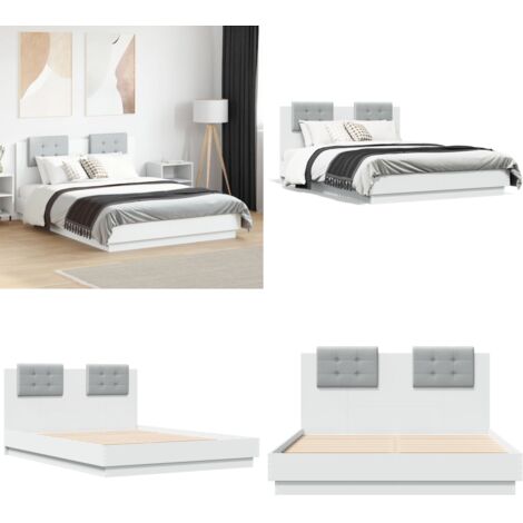 Giroletto con Testiera Bianco 120x190 cm in Legno Multistrato - Letto con testiera - Letto in legno