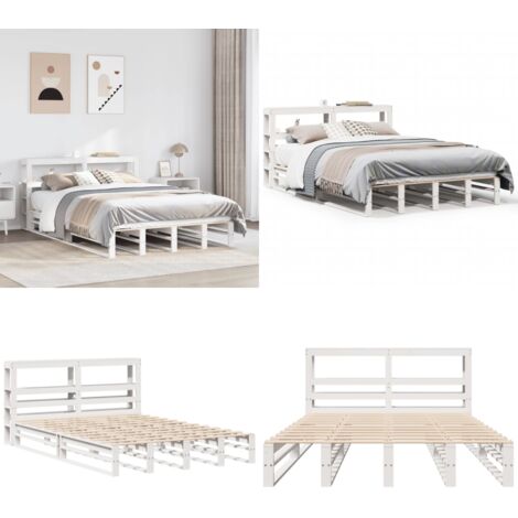Giroletto con Testiera Bianco 120x190 cm Legno Massello di Pino - Testiera per letto - Letto matrimoniale