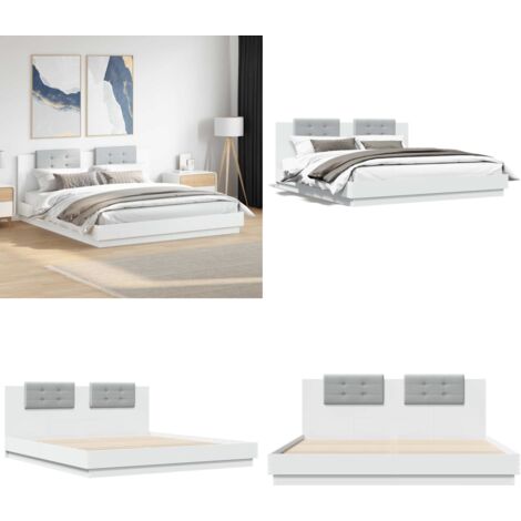 Giroletto con Testiera Bianco 200x200 cm in Legno Multistrato - Letto con testiera - Letto in legno