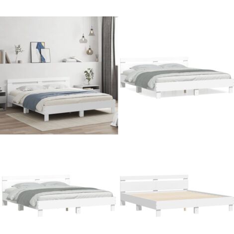 Giroletto con Testiera Bianco 200x200 cm in Legno Multistrato - Letto con testiera - Materasso per letto
