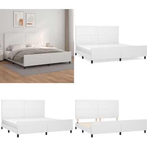 Giroletto con Testiera Bianco 200x200 cm in Similpelle - Testiera per letto - Letto con testiera