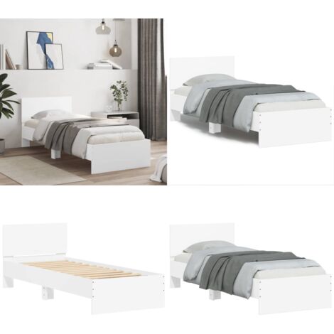 Giroletto con Testiera Bianco 75x190 cm in Legno Multistrato - Letto con testiera - Materasso letto