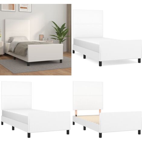 Giroletto con Testiera Bianco 80x200 cm in Similpelle - Testiera per letto - Letto con testiera