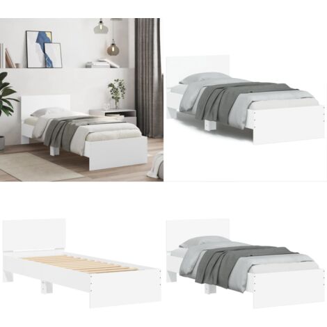 Giroletto con Testiera Bianco 90x190 cm in Legno Multistrato - Letto con testiera - Materasso per letto