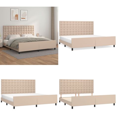 Giroletto con Testiera Cappuccino 200x200 cm in Similpelle - Testiera per letto - Letto con testiera