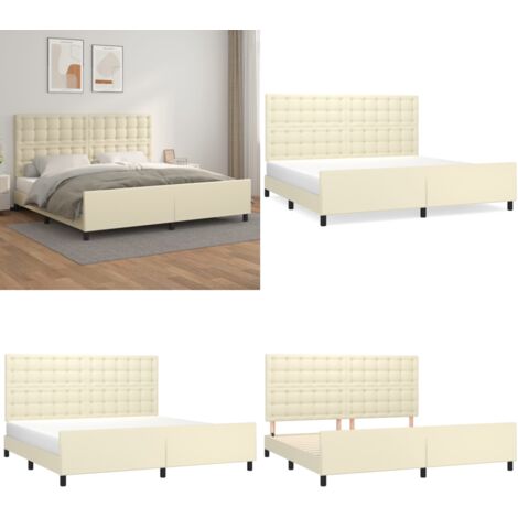 Giroletto con Testiera Crema 200x200 cm in Similpelle - Testiera per letto - Letto con testiera