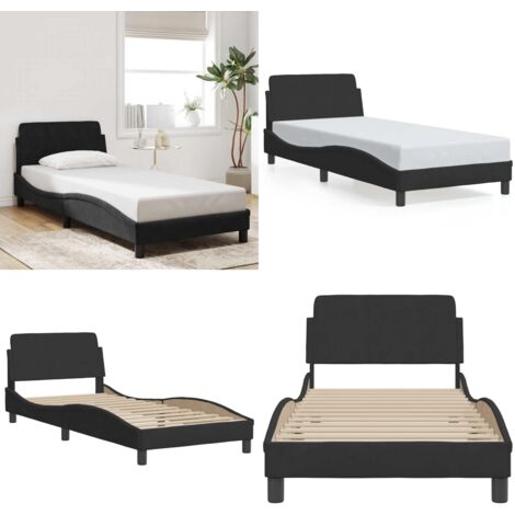 Giroletto con Testiera Dover Nero 80x200 cm Velluto - Materasso - Letto