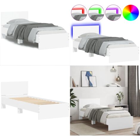 Giroletto con Testiera e LED Bianco 75x190 cm - Letto con luci LED - Letto con luci RGB