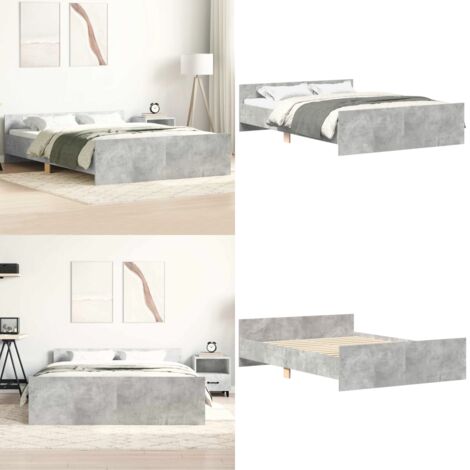 Giroletto con Testiera e Pediera Grigio Cemento 150x200 cm - Testiera letto - Pediera letto