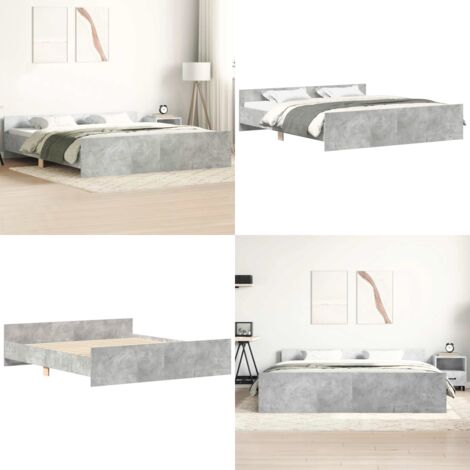 Giroletto con Testiera e Pediera Grigio Cemento 180x200 cm - Testiera letto - Pediera letto