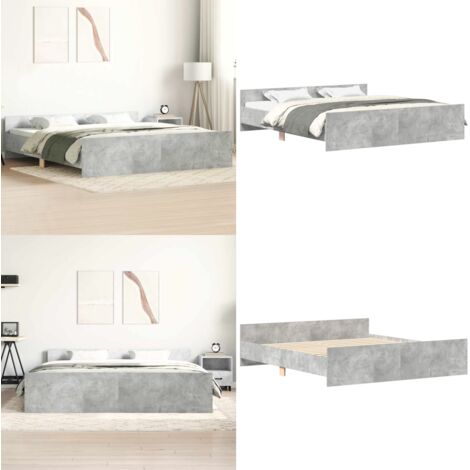 Giroletto con Testiera e Pediera Grigio Cemento 200x200 cm - Testiera letto - Pediera letto