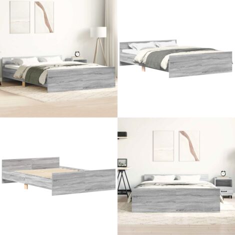 Giroletto con Testiera e Pediera Grigio Sonoma 140x200 cm - Testiera letto - Pediera letto
