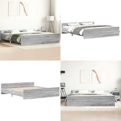 Giroletto con Testiera e Pediera Grigio Sonoma 160x200 cm - Letto con testiera - Letto con pediera