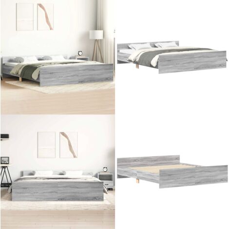 Giroletto con Testiera e Pediera Grigio Sonoma 180x200 cm - Letto con testiera - Letto con pediera