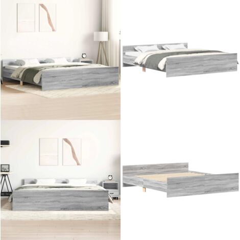 Giroletto con Testiera e Pediera Grigio Sonoma 200x200 cm - Testiera letto - Pediera letto