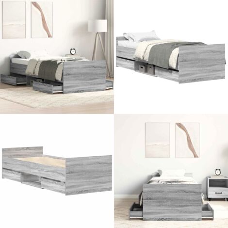 Giroletto con Testiera e Pediera Grigio Sonoma 90x200 cm - Testiera letto - Pediera letto