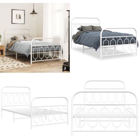 Giroletto con Testiera e Pediera Metallo Bianco 107x203 cm - Letto in acciaio - Testiera e pediera