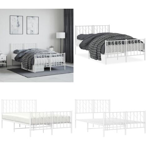 Giroletto con Testiera e Pediera Metallo Bianco 120x200 cm - Letto con testiera e pediera - Letto in acciaio