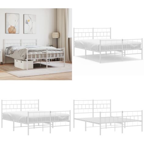 Giroletto con Testiera e Pediera Metallo Bianco 120x200 cm - Letto in acciaio - Testiera in metallo