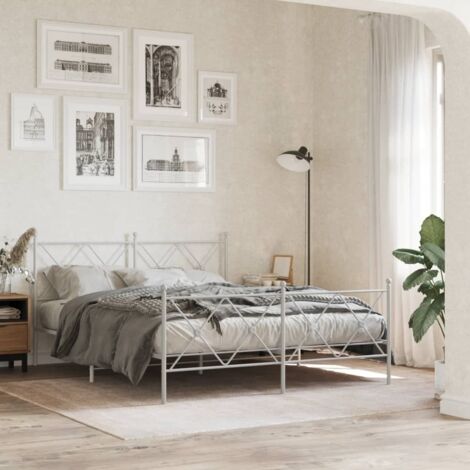 Giroletto con Testiera e Pediera Metallo Bianco 150x200 cm vidaXL