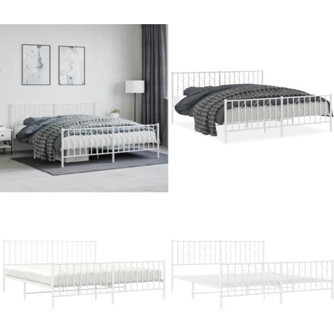 Giroletto con Testiera e Pediera Metallo Bianco 183x213 cm - Letto con testiera e pediera - Letto in acciaio