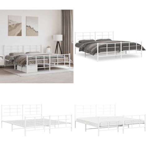 Giroletto con Testiera e Pediera Metallo Bianco 183x213 cm - Letto con testiera - Letto con pediera