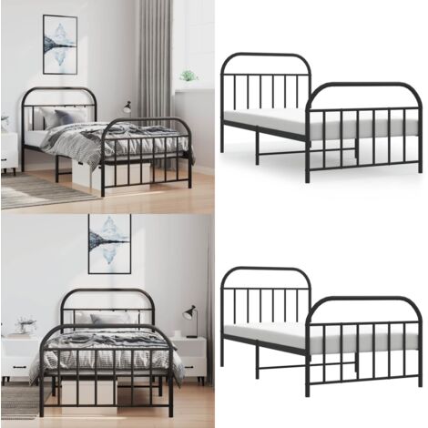 Giroletto con Testiera e Pediera Metallo Nero 100x190 cm - Letto con testiera e pediera - Letto robusto
