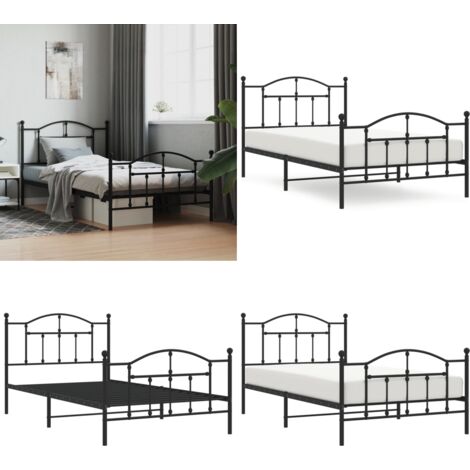 Giroletto con Testiera e Pediera Metallo Nero 107x203 cm - Letto con testiera e pediera - Letto robusto